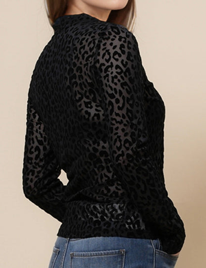 Black Leopard Sheer Top