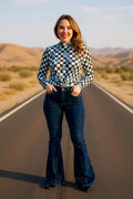 Turquoise Squash Blosoom Sheer Top