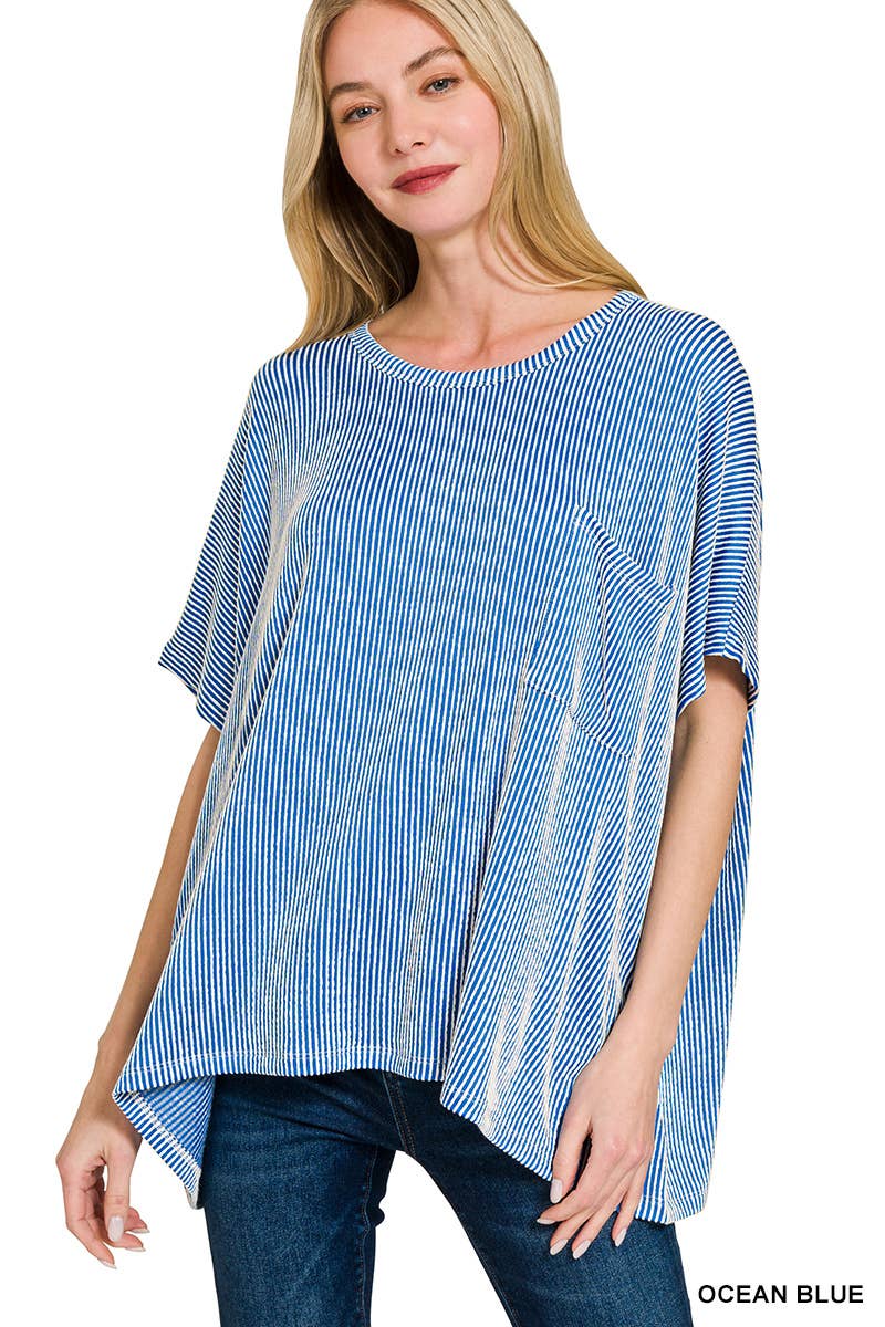 Corded Rib Oversized Short-sleeve Top