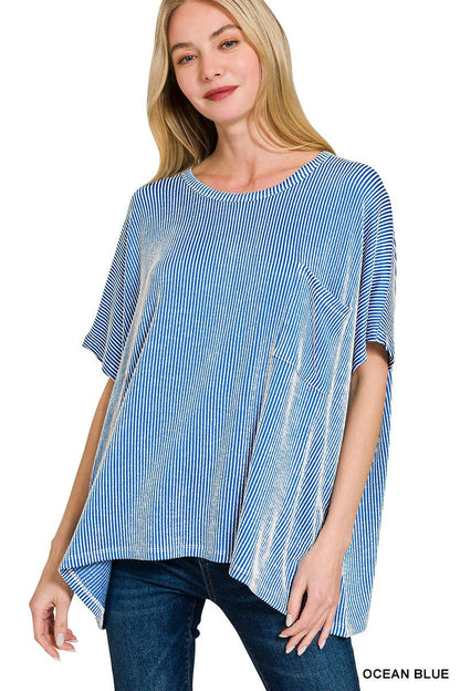Corded Rib Oversized Short-sleeve Top