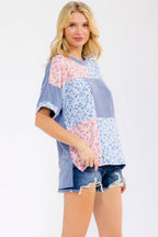 Floral Patchwork Short Sleeve Top