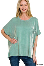 Corded Rib Oversized Short-sleeve Top