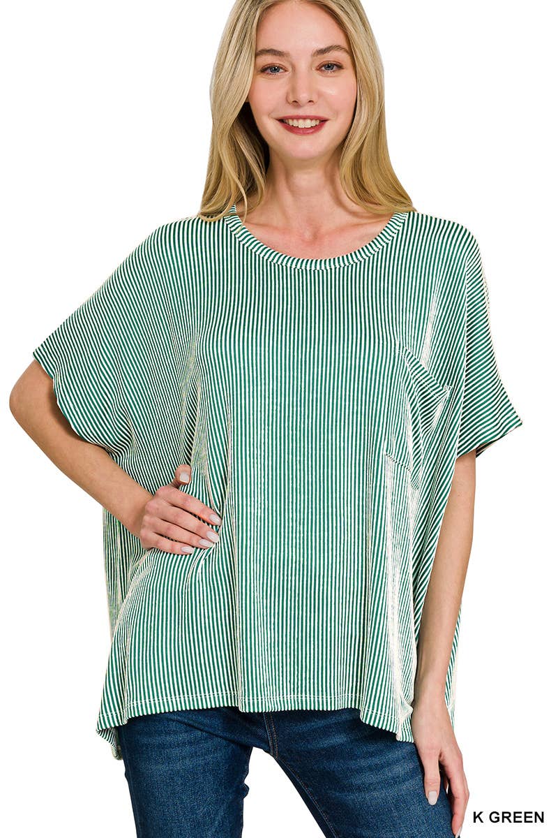 Corded Rib Oversized Short-sleeve Top