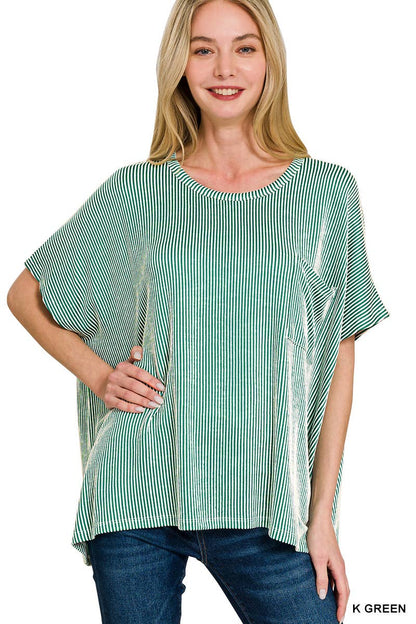 Corded Rib Oversized Short-sleeve Top