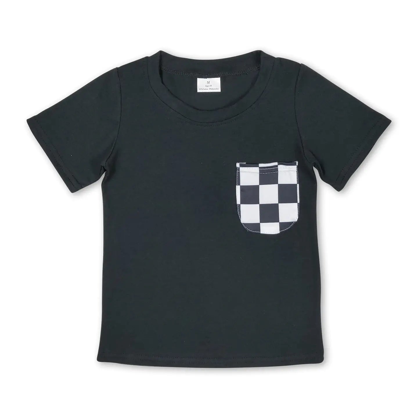 Black Checkered Boys Tee
