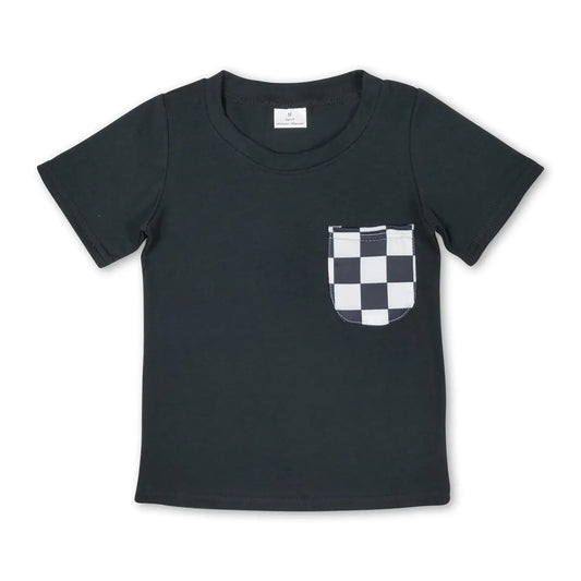 Black Checkered Boys Tee