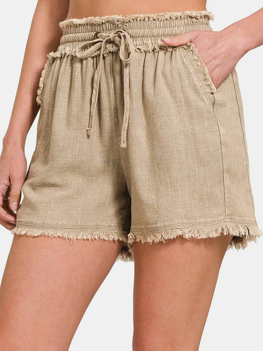 Zenana Washed Linen Shorts