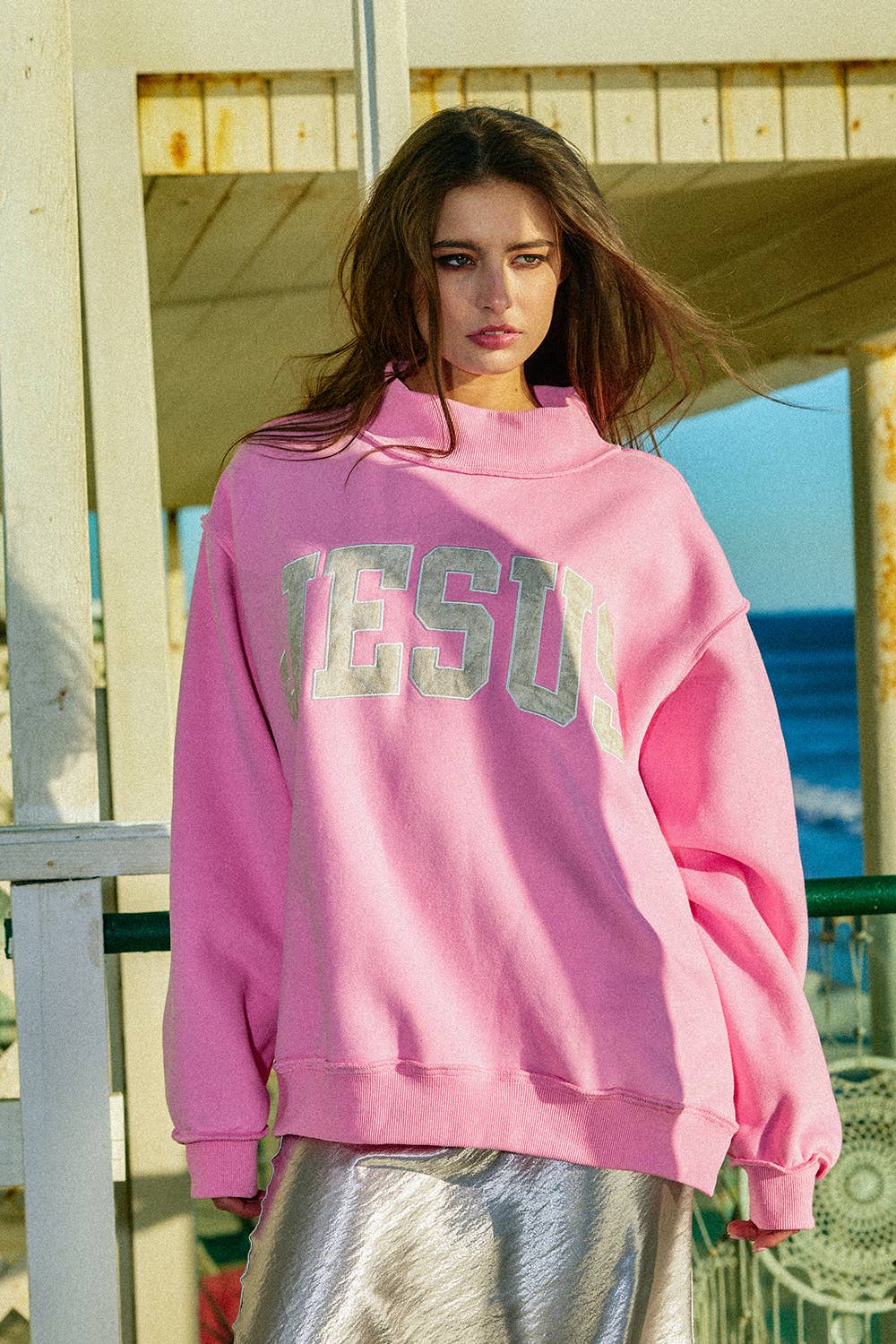 Camo Embroidered Mockneck Sweatshirt