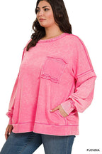Zenana Terry Acid Wash Long Sleeve
