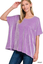 Corded Rib Oversized Short-sleeve Top