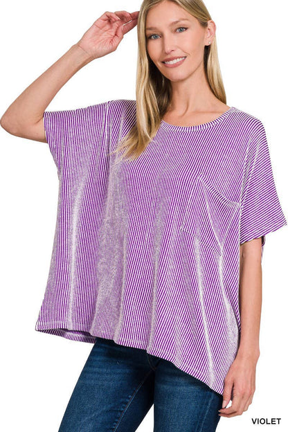 Corded Rib Oversized Short-sleeve Top