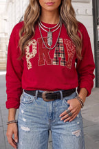 PRAY Graphic Letter Print Western Sweatshirt