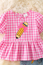 Pink Checkered Short Set
