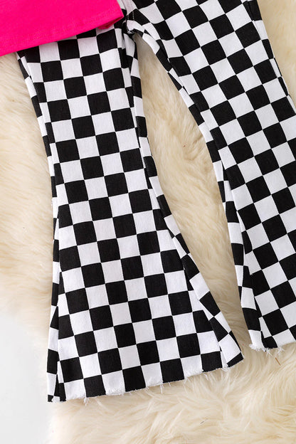 Checkerd Denim Pant Set