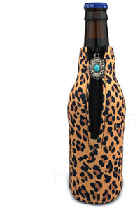 Leopard Drink Sleeve W/ Turquoise Charm