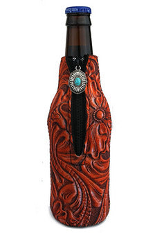 Tooled Drink Sleeve W/Turquoise Charm