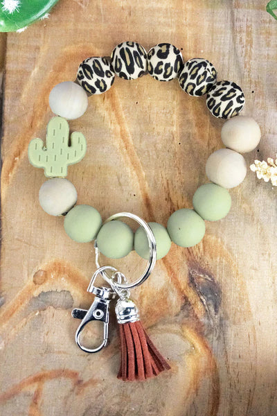 Cactus Beaded Bracelet Key Chain