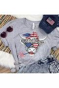 Shaggy Cow Patriotic Graphic Tee