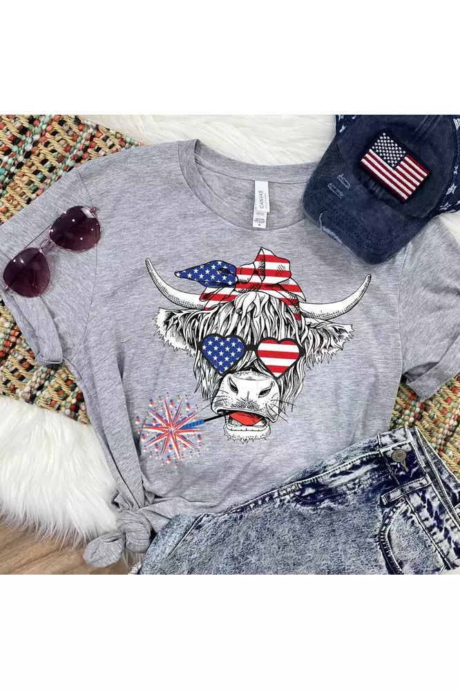 Shaggy Cow Patriotic Graphic Tee