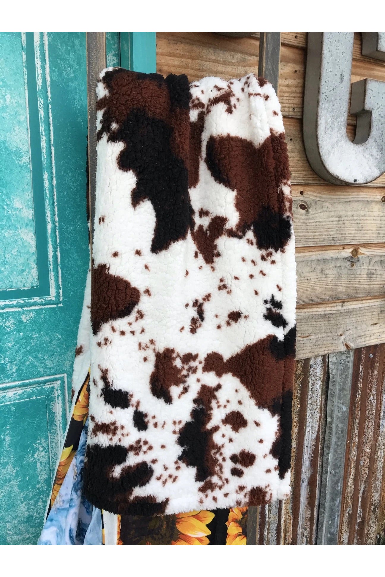 Cow Print Sherpa Blanket